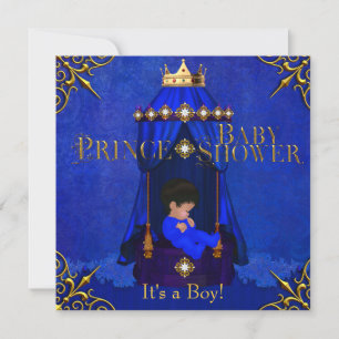 Kleiner Prinz Baby Shower Junge Royal Blaue Krone Einladung