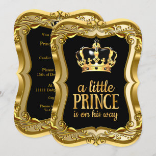 Kleiner Prinz Baby Shower Schwarz Faux-Goldfolie Einladung