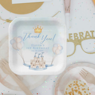 Kleiner Prinz Fairytale Burg Krone 1. Geburtstag Pappteller
