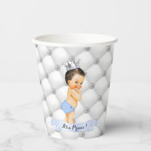 Kleiner Prinz Hellblau Weiße Diamanten Baby Junge Pappbecher