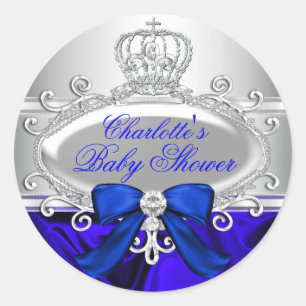 Kleiner Prinz königsblauer Baby Shower Aufkleber
