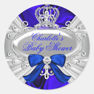 Kleiner Prinz königsblauer Sticker für Baby Shower