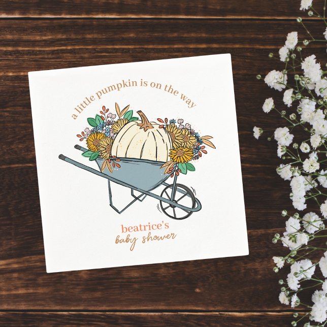 Kleiner Pumpkin auf dem Weg Autumn Baby Shower Serviette (Von Creator hochgeladen)