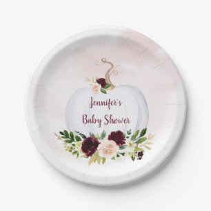 Kleiner Pumpkin Pink Gold Burgundy Baby Dusche Pappteller