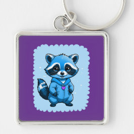 Kleiner Raccoon in blauem Schlüsselanhänger