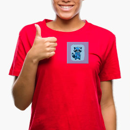 Kleiner Raccoon in blauer Taste Button