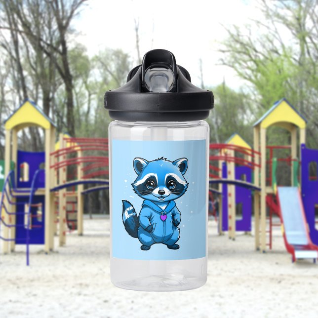 Kleiner Raccoon in Blue Water Flasche (Von Creator hochgeladen)