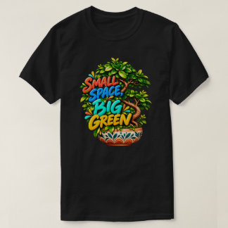 Kleiner Raum Große Grüne Farbige Bonsai-Botanische T-Shirt