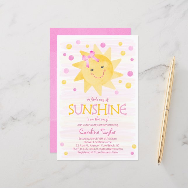 Kleiner Ray der Sonnenschein-Watercolor-Babydusche (Vorderseite/Rückseite Beispiel)