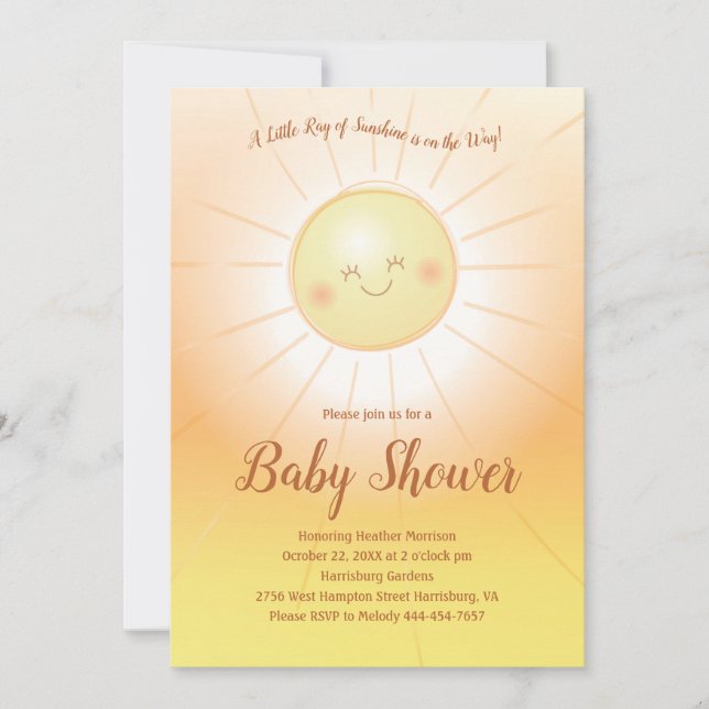 Kleiner Ray mit Sonnenschein-Baby-Dusche Einladung (Vorderseite)