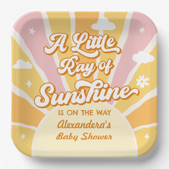 Kleiner Ray mit Sonnenschein-Baby-Dusche Pappteller (Vorderseite)
