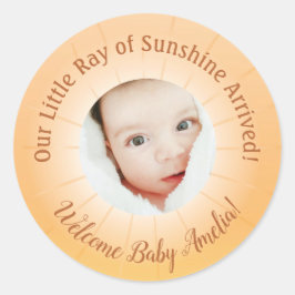 Kleiner Ray mit Sonnenschein-Baby-Dusche Runder Aufkleber
