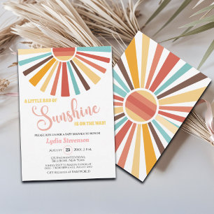 Kleiner Ray mit Sonnenschein-Boho-Babydusche Einladung