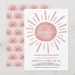 Kleiner Ray von Sunshine Boho Pink Sun Baby Dusche Einladung