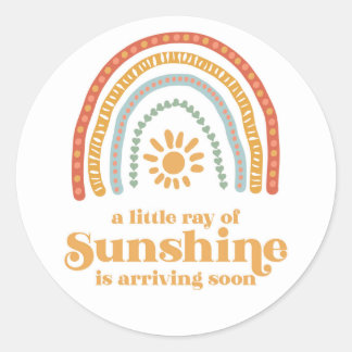 Kleiner Ray von Sunshine Boho Rainbow Baby Shower Runder Aufkleber