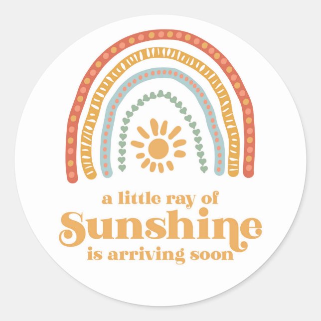 Kleiner Ray von Sunshine Boho Rainbow Baby Shower Runder Aufkleber (Vorderseite)