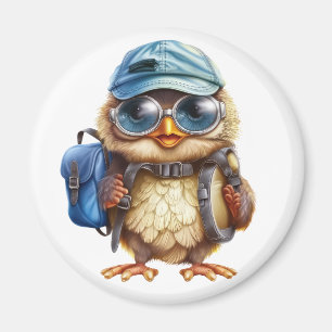 Kleiner Reisender - Kid Owl mit Rucksack Magnet