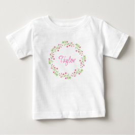 Kleiner rosa Blüten Wasserfarbenkrez Baby T-shirt