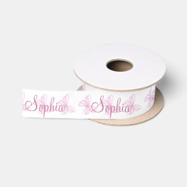 Kleiner rosa Schmetterlings-personalisierter Satin Satinband