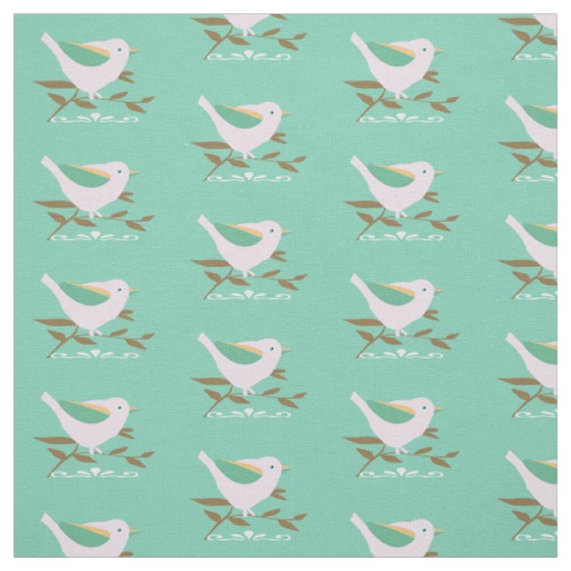 Kleiner rosa Vogel auf Minzhintergrund Stoff (Muster)