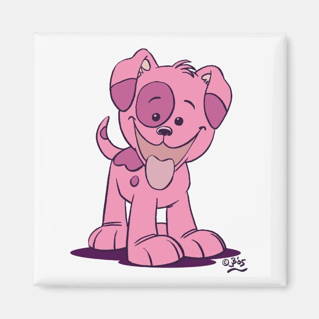Kleiner rosa Welpenmagnet Magnet (Vorne)