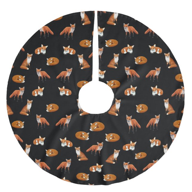 Kleiner rote Fuchs-Weihnachtsbaum-Rock Noir Polyester Weihnachtsbaumdecke (Vorderseite)