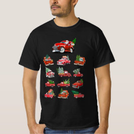 Kleiner roter LKW, der einen Weihnachtsbaum holt T-Shirt