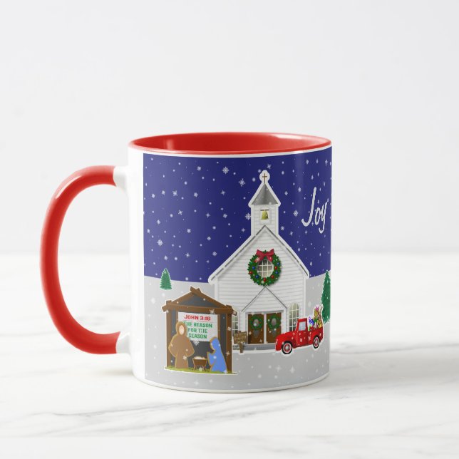 Kleiner roter LKW mit Country Church Tasse (Links)