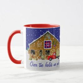 Kleiner roter LKW mit Pferderranchenstall Tasse