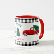 Kleiner roter LKW und Weihnachtsbaum