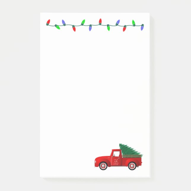Kleiner roter LKW Weihnachten Post-it Klebezettel (Vorderseite)