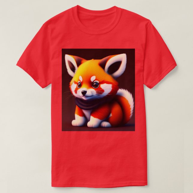 Kleiner roter Panda mit Lila Syal T-Shirt (Design vorne)