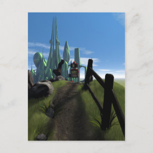 Kleiner roter Roboter über eine Hügel-Postkarte la Postkarte