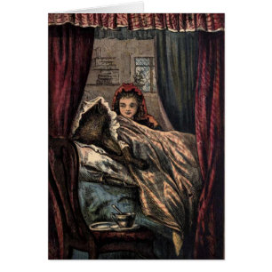 Kleiner Rotkäppchen-Wolf im Bett der Großmutter