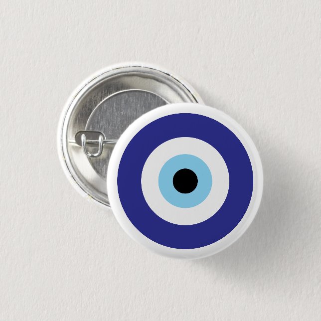 Kleiner Rundbauch Eye Blauer Mati Symbol Glücksbri Button (Vorne & Hinten)