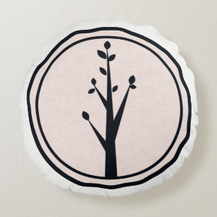 Kleiner rustikaler Baum Natur Minimalistischer ind Rundes Kissen