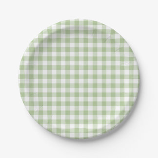 Kleiner Salbei und weißes Gingham Pappteller