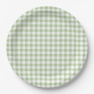 Kleiner Salbei und weißes Gingham Pappteller
