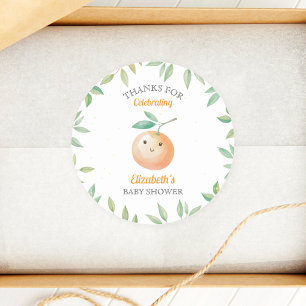 Kleiner Schatz ist auf dem Weg Orange Babyparty Runder Aufkleber