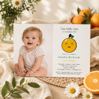 Kleiner Schatz Orange Citrus 1. Geburtstag Einladung