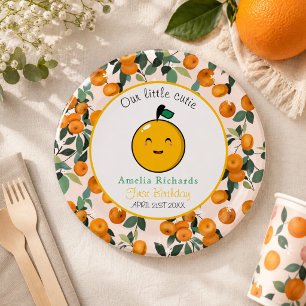  Kleiner Schatz Orange Citrus 1. Geburtstag  Pappteller