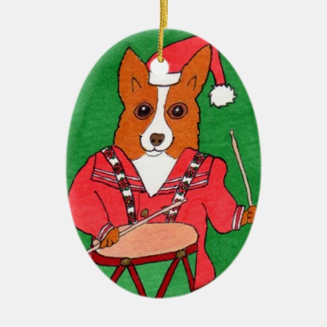 Kleiner Schlagzeuger-Junge Keramik Ornament (Vorne)