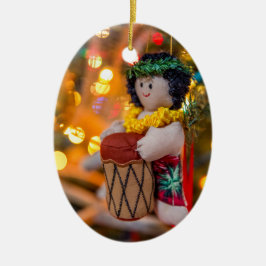 Kleiner Schlagzeuger-Jungen-ovale Keramik Ornament