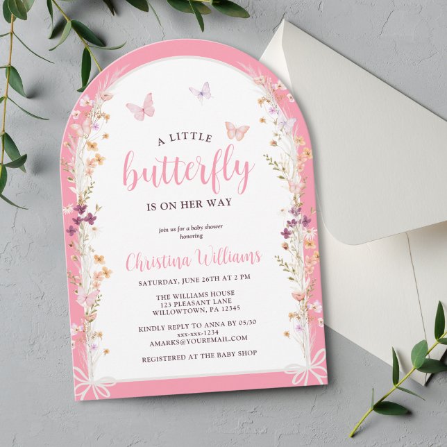 Kleiner Schmetterling auf dem Weg Girl Baby Dusche Einladung (Von Creator hochgeladen)