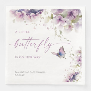 Kleiner Schmetterling ist unterwegs lila Babydusch Serviette