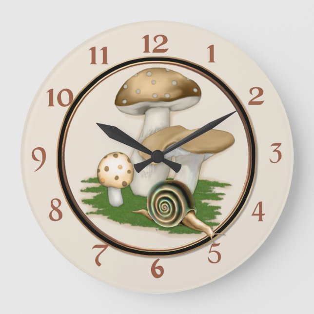 Kleiner Schnecke-geheimer Garten Große Wanduhr (Vorderseite)
