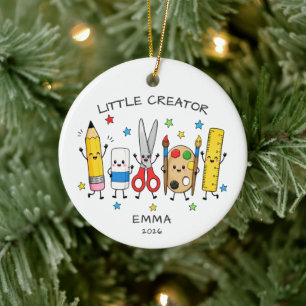 Kleiner Schöpfer Kinder-Weihnachtsbaumschmuck Keramik Ornament