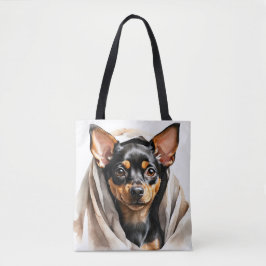 KLEINER SCHWARZ- UND TAN MINIATURPINSCHER PUPPENHU TASCHE