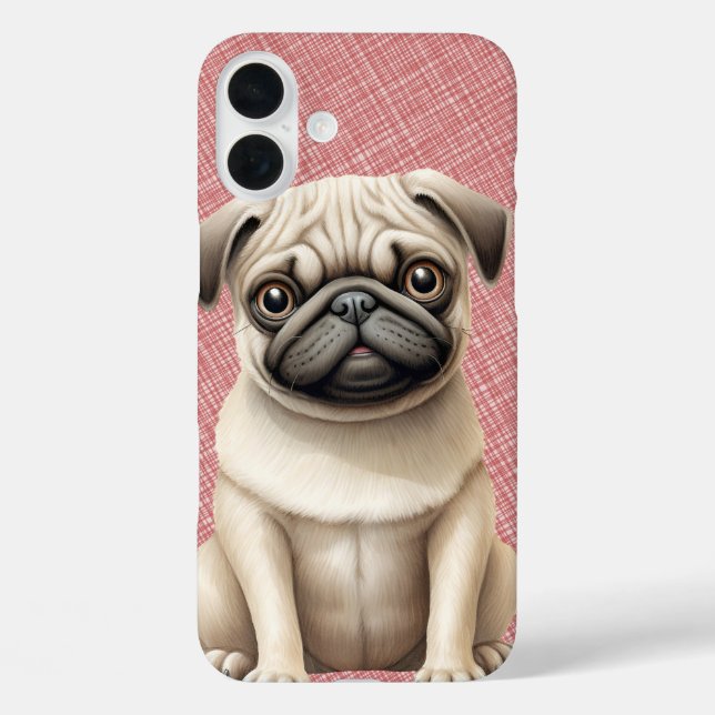 KLEINER SCHWARZ- UND TAN-MOPS iPhone 16 PLUS HÜLLE (Rückseite)