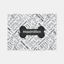 KLEINER schwarzer Knochen mit dem Namen auf Weiß